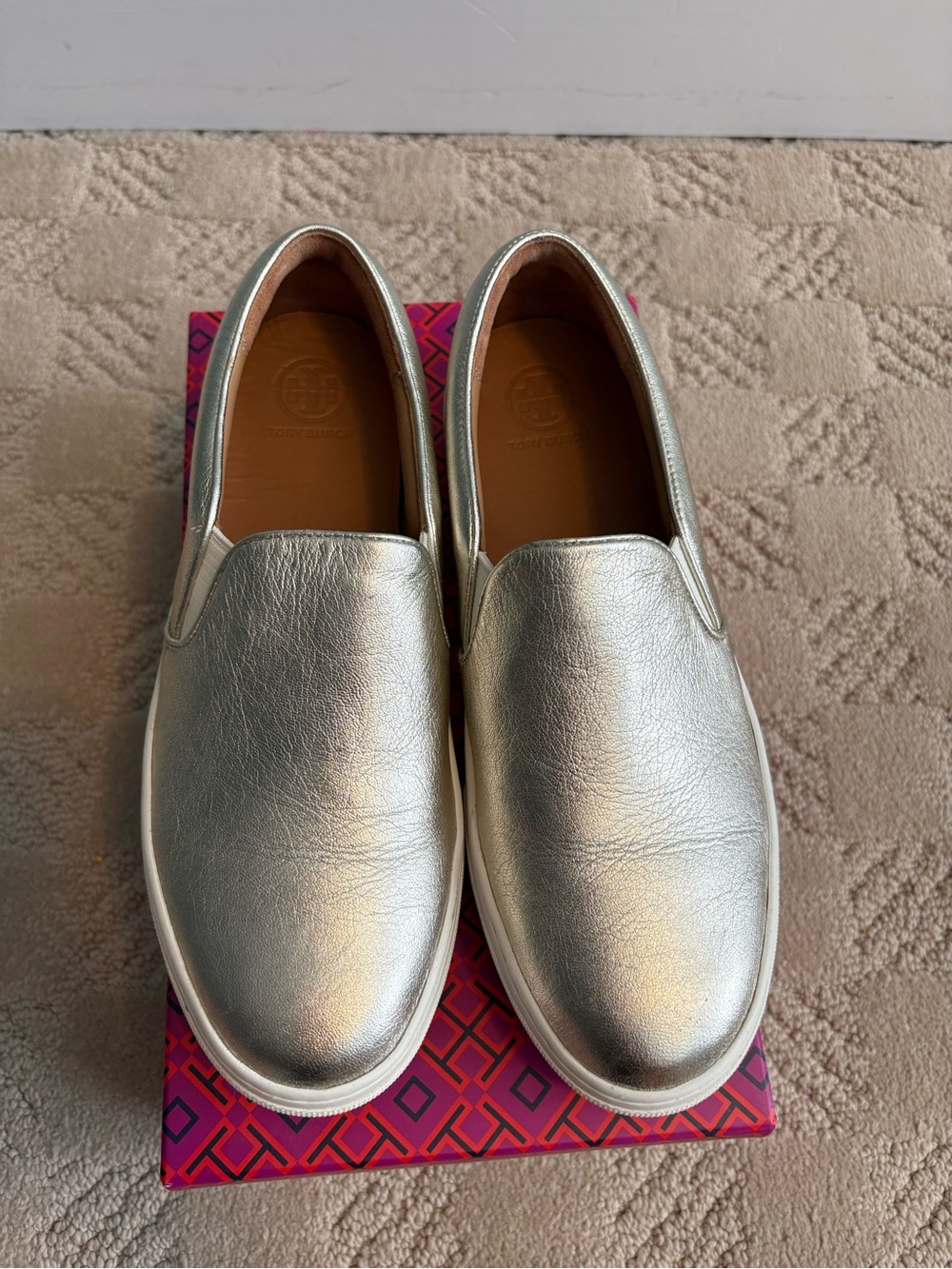 Tory Burch Metallic Slip-On Leather Mules, womens 7